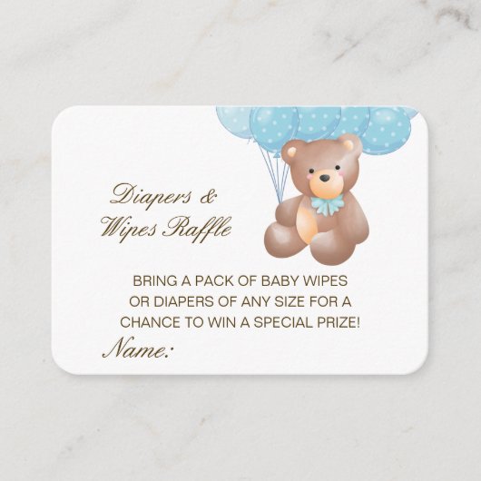 Carte D'accompagnement Couches Serviettes Tombola Baby Shower Inserts Mod (Devant)