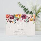 Carte D'accompagnement Couleur d'eau fleurie automne mariage rustique RSV (Debout devant)