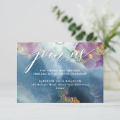 Carte D'accompagnement Couleur d'eau violet, Turquoise et bleu Détails de (Debout devant)