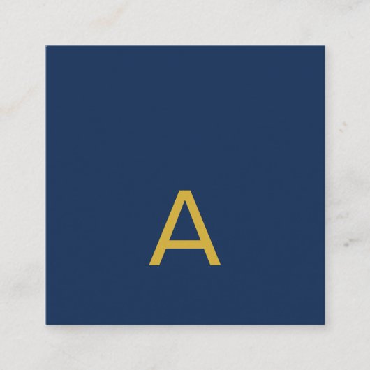 Carte D'accompagnement Couleur Or & Bleu Monogramme Initial Professionnel (Devant)