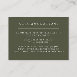 Carte D'accompagnement Couleur Solide Olive Vert Mariage Hébergements