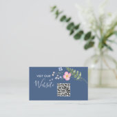 Carte D'accompagnement Country Blue Rustic Mariage Website Code QR (Debout devant)