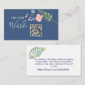 Carte D'accompagnement Country Blue Rustic Mariage Website Code QR (Devant / Derrière)