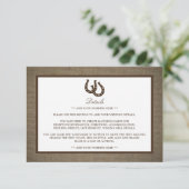 Carte D'accompagnement Country Rustic Horseshoe On Burlap Mariage Détail (Debout devant)