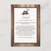 Carte D'accompagnement Country Rustic Monogram Tree & Wood Mariage Détail (Devant)