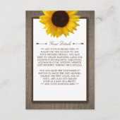 Carte D'accompagnement Country Rustic Sunflower & Burlap Mariage Détails (Devant)