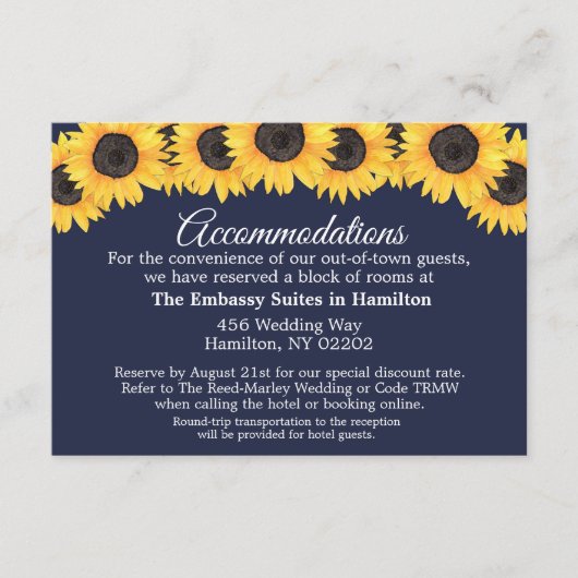 Carte D'accompagnement Country Sunflower Blue Hcomodations Card (Devant)