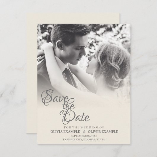 Carte D'accompagnement Couple mariage en monochrome (Devant / Derrière)