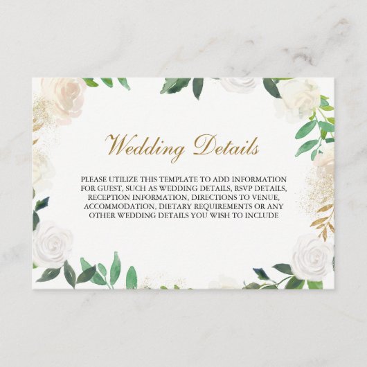 Carte D'accompagnement Couronne aquarelle or détails de réception de mari (Devant)