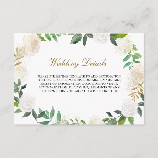 Carte D'accompagnement Couronne aquarelle rose doré Détails de réception (Devant)
