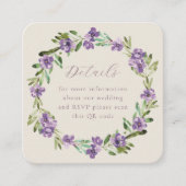 Carte D'accompagnement Couronne botanique violette Code QR Mariage (Devant)