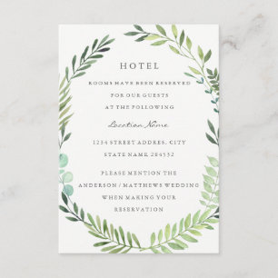 Carte D'accompagnement Couronne de feuilles vertes Hébergement d'hôtel de