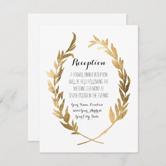 Carte D'accompagnement Couronne de laurier de réception Moderne Feuille d (Devant / Derrière)