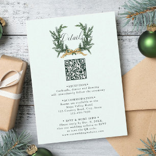 Carte D'accompagnement Couronne de mariage Arc en or et pin Détails Menth