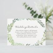 Carte D'accompagnement Couronne de mariage aux feuilles vertes aquarelle (Debout devant)