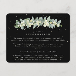 Carte D'accompagnement Couronne de mariage Baies de neige noires + Eucaly