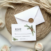 Carte D'accompagnement Couronne de mariage d'hiver avec branches de sapin