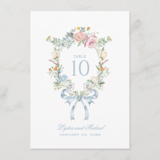 Carte D'accompagnement Couronne de monogramme de table élégante florale