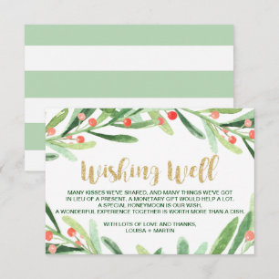Carte D'accompagnement Couronne de Noël en houx pour mariage et puits de