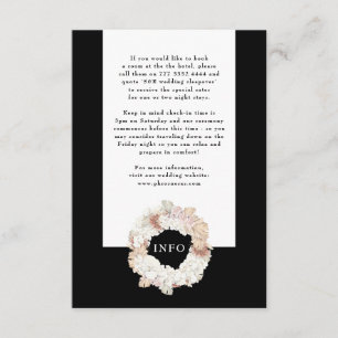 Carte D'accompagnement Couronne de Pampas Onyx Noir Élégant Monogramme Pr