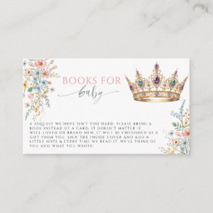 Carte D'accompagnement Couronne Fleurie de Livres pour Princesse pour Bab