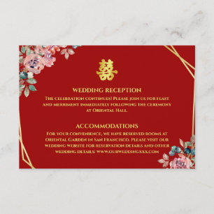 Carte D'accompagnement Couronne florale géométrique en or rouge pour mari