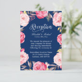 Carte D'accompagnement Couronne florale rose pour réception de mariage bl (Debout devant)