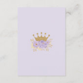 Carte D'accompagnement Couronne royale en or violet Livres pour bébé Prin (Dos)