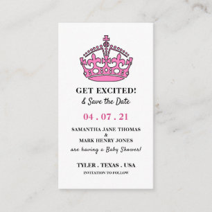 Carte D'accompagnement Couronne royale rose, soyez excité et enregistrez 