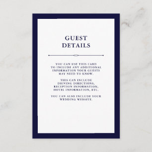 Carte D'accompagnement Couture de la Marine   Elegant Détails de l'invité