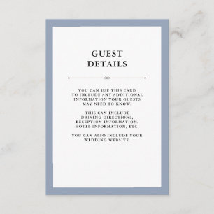 Carte D'accompagnement Couture élégante Dusty Blue Guest Détails