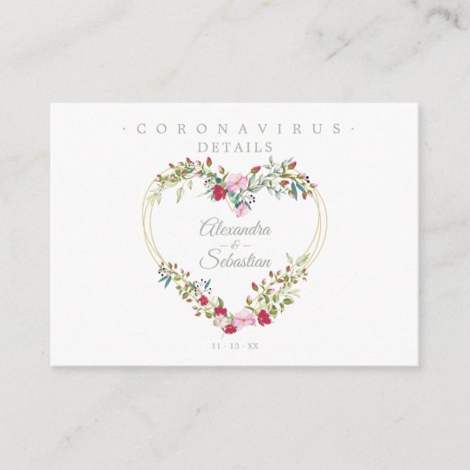 Carte D'accompagnement Covid19 Details Sophisticated Red Chic Heart (Devant)