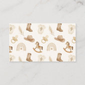 Carte D'accompagnement Cowboy Baby shower occidental Déchets Raffle (Dos)