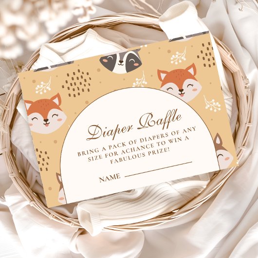 Carte D'accompagnement Cozy Forest Animals Diapper Raffle