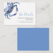 Carte D'accompagnement Crabe côtier bleu Détails de l'invité Insérer (Devant / Derrière)