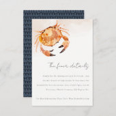 Carte D'accompagnement Crabe côtière de sable orange Détails du Mariage n (Devant / Derrière)