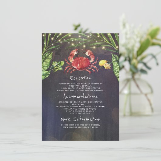 Carte D'accompagnement Crabe Tropical Mariage Information Invité (Debout devant)