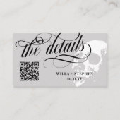 Carte D'accompagnement Crâne blanc QR Code Goth Détails du Mariage (Devant)