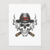 Carte D'accompagnement Crâne de gangster avec casquette fedora (Dos)