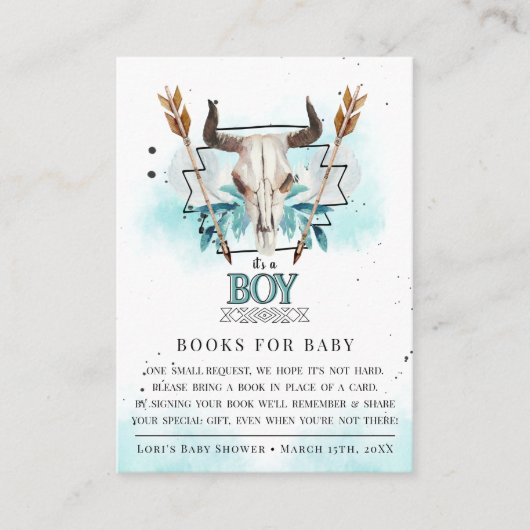 Carte D'accompagnement Crâne et flèches rustiques | C'est un garçon | (Devant)