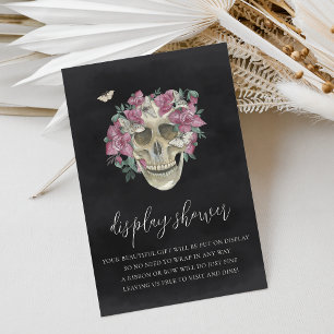 Carte D'accompagnement Crâne rose floral Halloween douche d'affichage