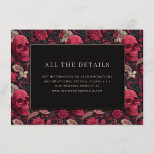 Carte D'accompagnement Crânes Floraux Rouges Gothiques