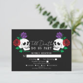 Carte D'accompagnement Crânes gothiques Jusqu'à la mort Mariage RSVP (Debout devant)