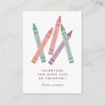 Crayons colorés Classroom Valentine Card