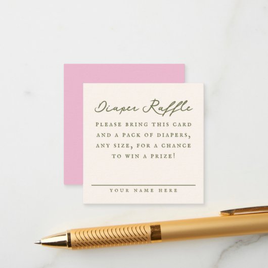 Carte D'accompagnement Cream Baby Shower Diaper Raffle Entry Card (Devant/Arrière en situation)