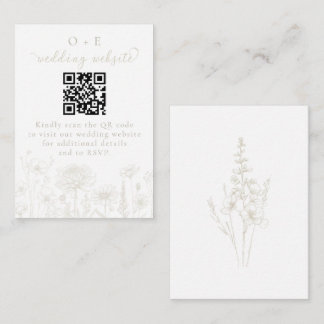 Carte D'accompagnement Cream Botanical Minimal Wedding Website QR Code 