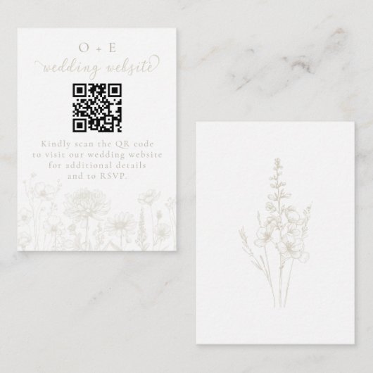Carte D'accompagnement Cream Botanical Minimal Wedding Website QR Code  (Devant / Derrière)