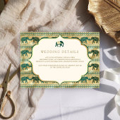 Carte D'accompagnement Cream Emerald Gold Elephant Indian Détails sur le