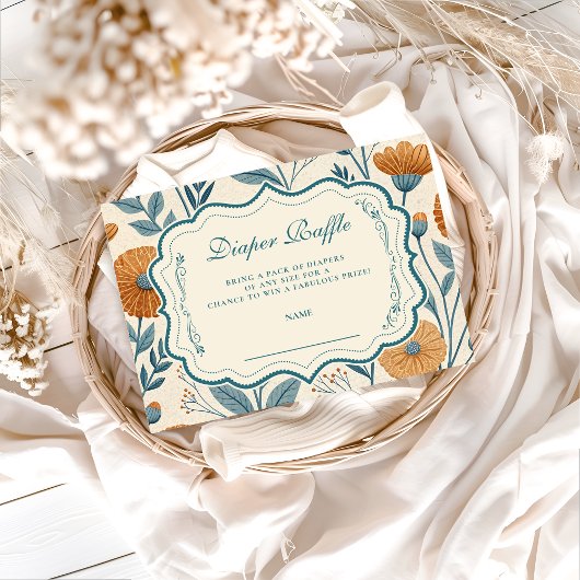 Carte D'accompagnement Cream Garden Botanical Diapper Raffle