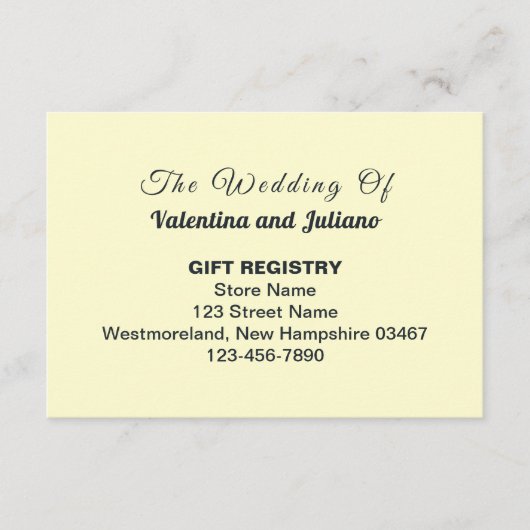 Carte D'accompagnement Cream With Slate Typography Wedding Gift Registry (Devant)